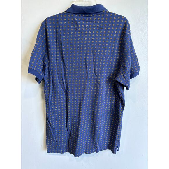 Vintage J.Crew Polo Shirt Mens Size Large Tall Blue Paisley Print - Picture 4 of 4
